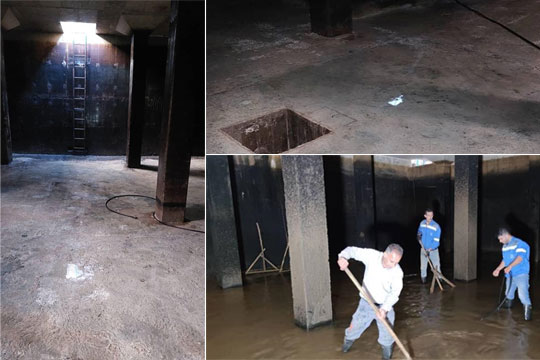 شستشوی ۱۰۵۰ مترمکعب مخزن ذخیره آب شرب روستایی در شهرستان رودسر