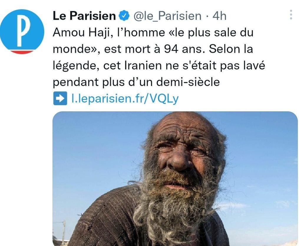 🔺بازتاب خبر درگذشت “مرد حمام گریز ایرانی” در نشریه فرانسوی لوپاریزین
